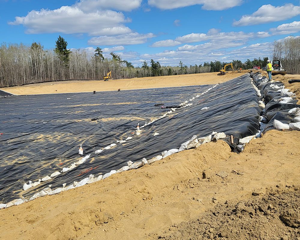 Ongoing Geomembrane Installation of a Storage Pond