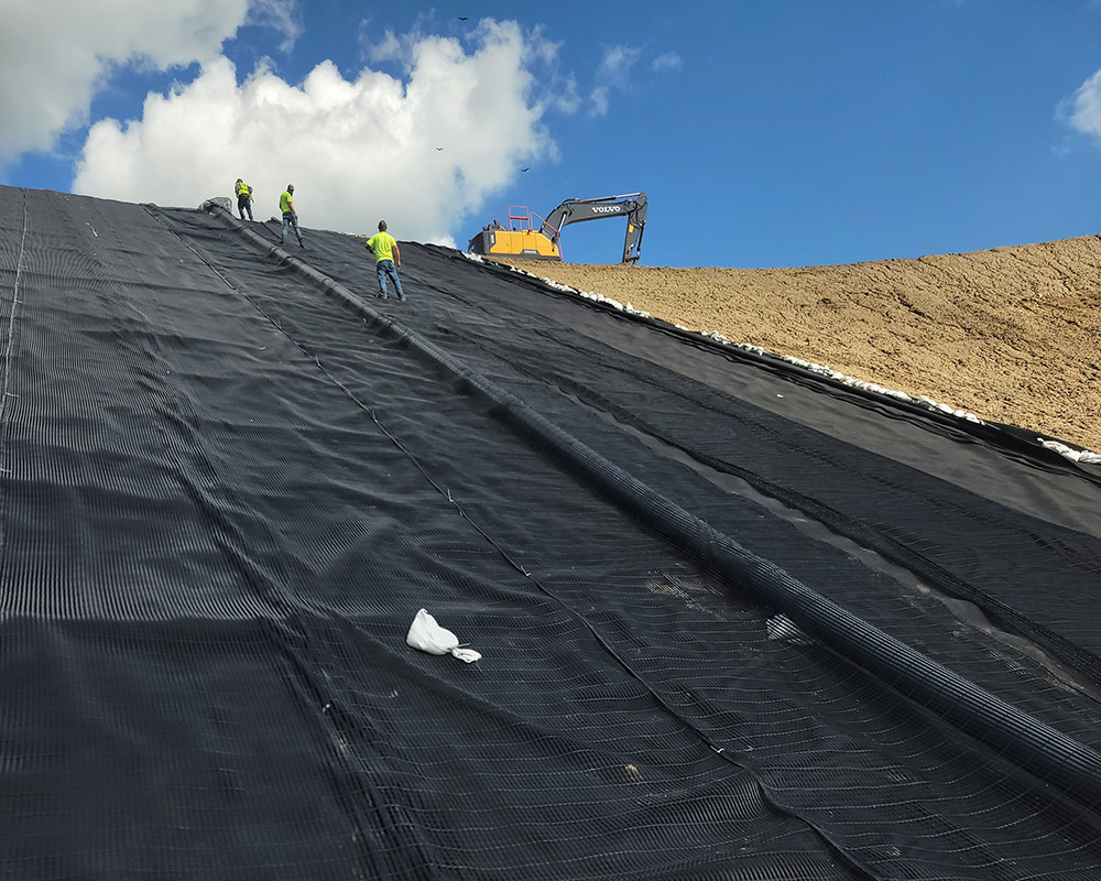 Deployed Geomembrane on a 3:1 Slope at a Landfill
