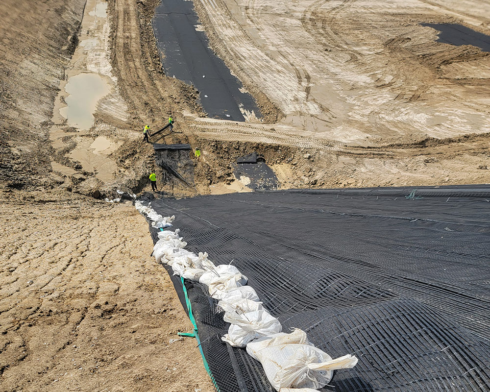 Geosynthetic Layer Installed for Slope Stabilization
