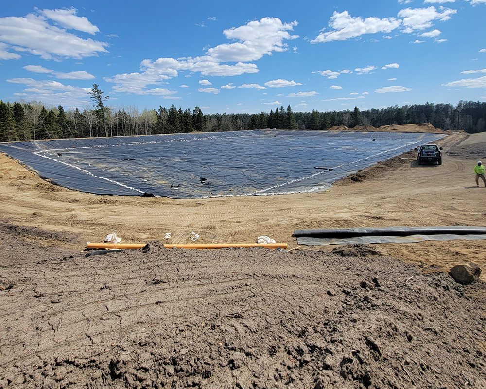 Completed Geomembrane Lined Storage Pond