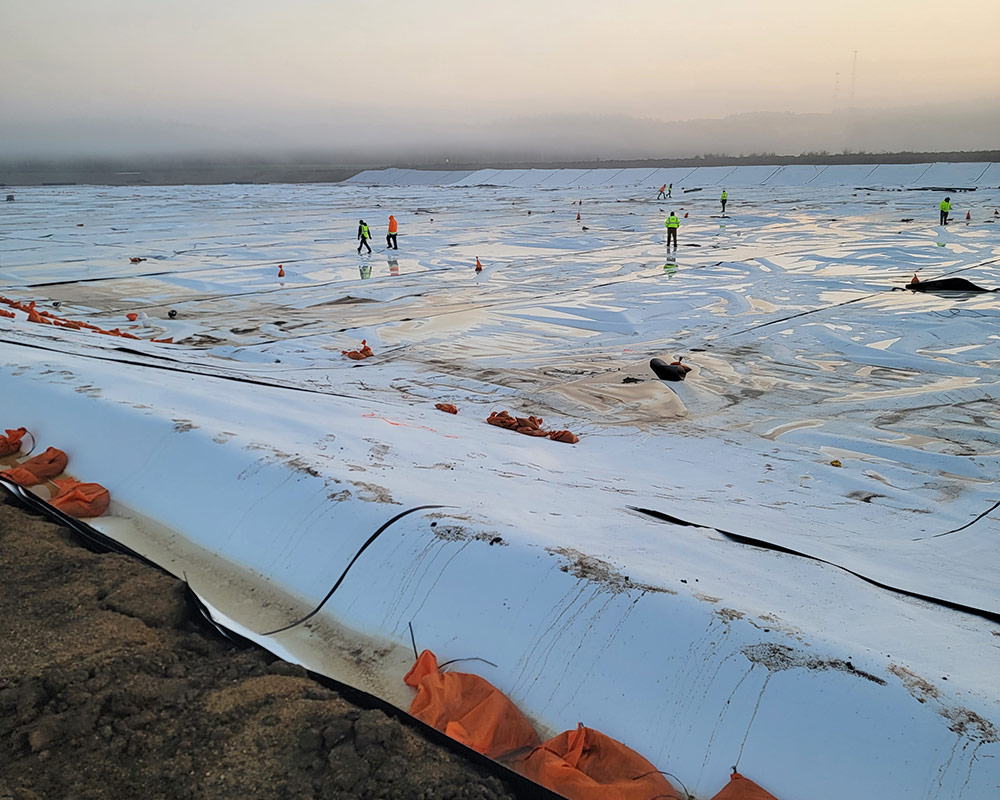 Crews Onsite Nearing the Completion of Geomembrane Installation